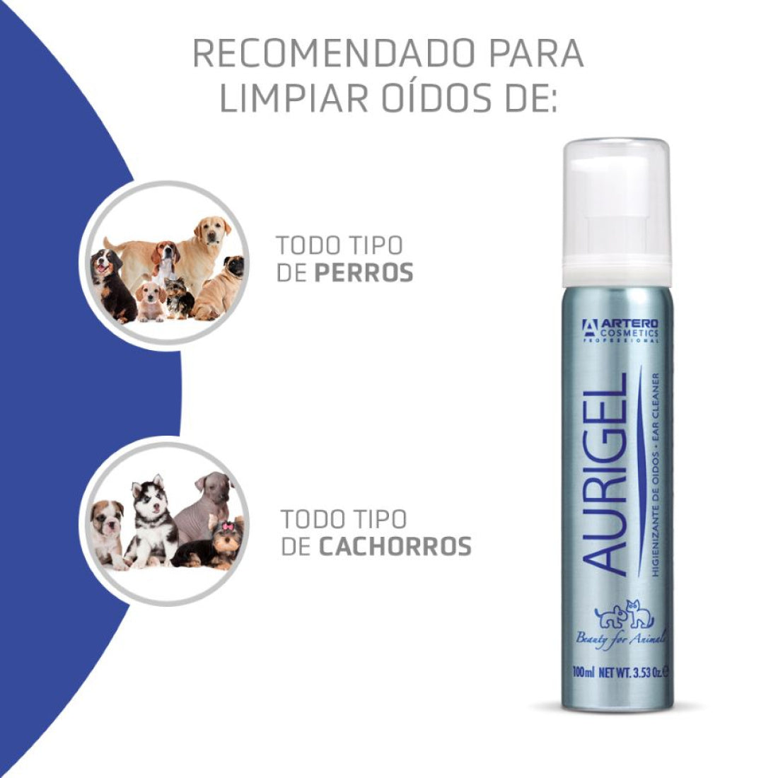 Aurigel Artero 100 ml Limpiador de oídos para perros.