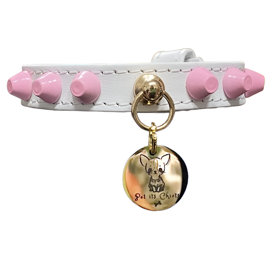 Collar "FiercePup" White/Baby Pink