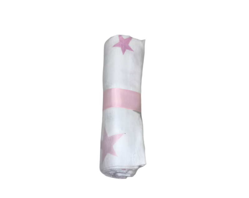 Muselina de Franela Nube Estrella Rosa