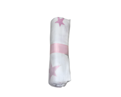 Muselina de Franela Nube Estrella Rosa