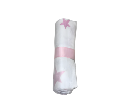 Muselina de Franela Nube Estrella Rosa